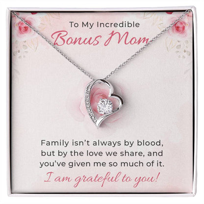 To My Incredible Bonus Mom Necklace, Forever Love Jewelry Gift, Heartfelt Birthday & Christmas Present from Son, Custom Mama Necklace