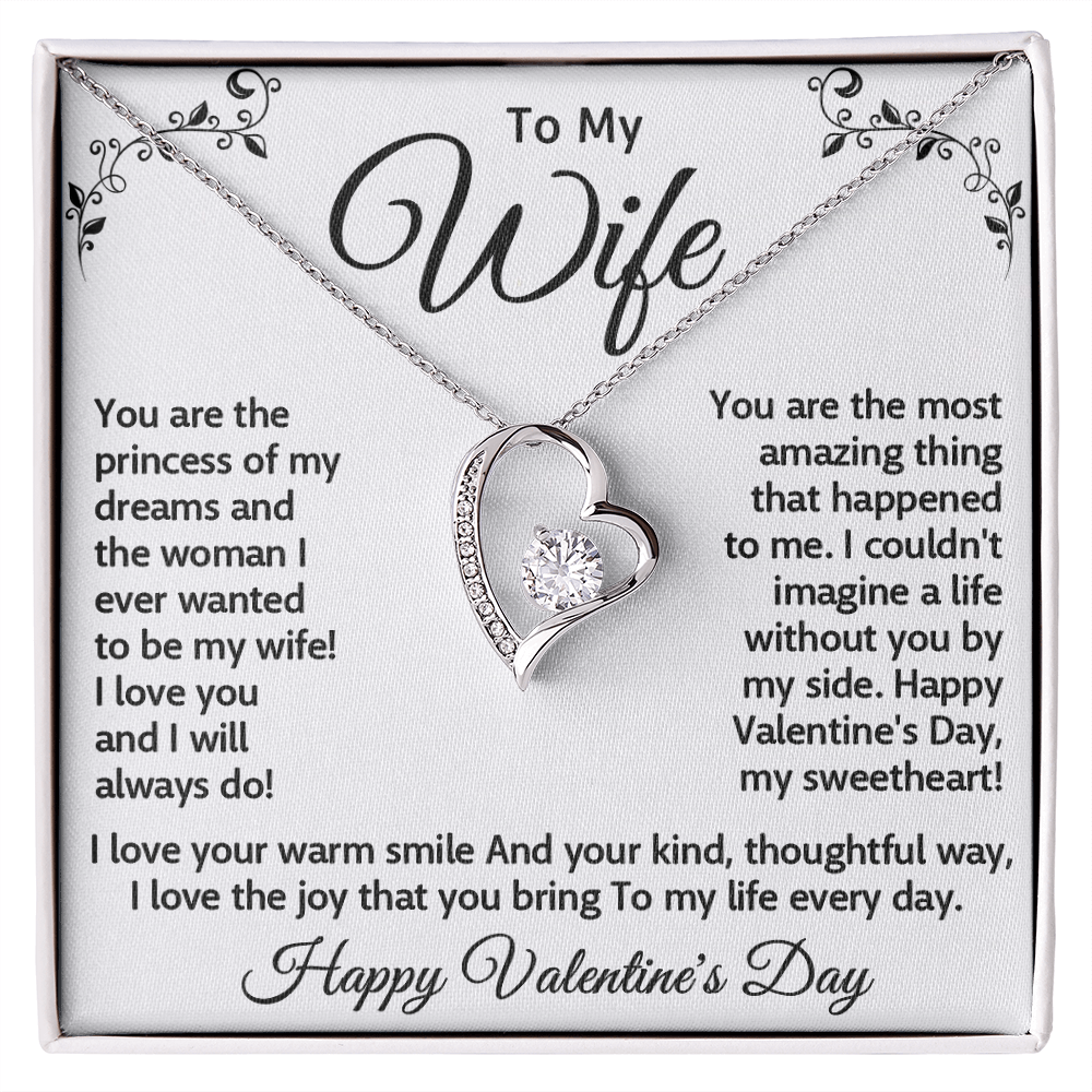 To My Wife, Forever Love Necklace – A Valentine's Day Gift to My Princess, Celebrating the Woman I Adore, Happy Valentine's Day