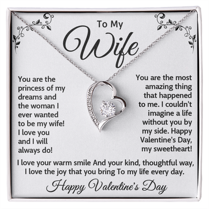 To My Wife, Forever Love Necklace – A Valentine's Day Gift to My Princess, Celebrating the Woman I Adore, Happy Valentine's Day