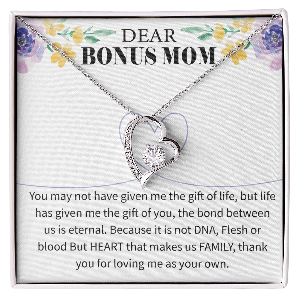 Bonus Mom Forever Love Necklace – Sterling Silver with Engraved Message