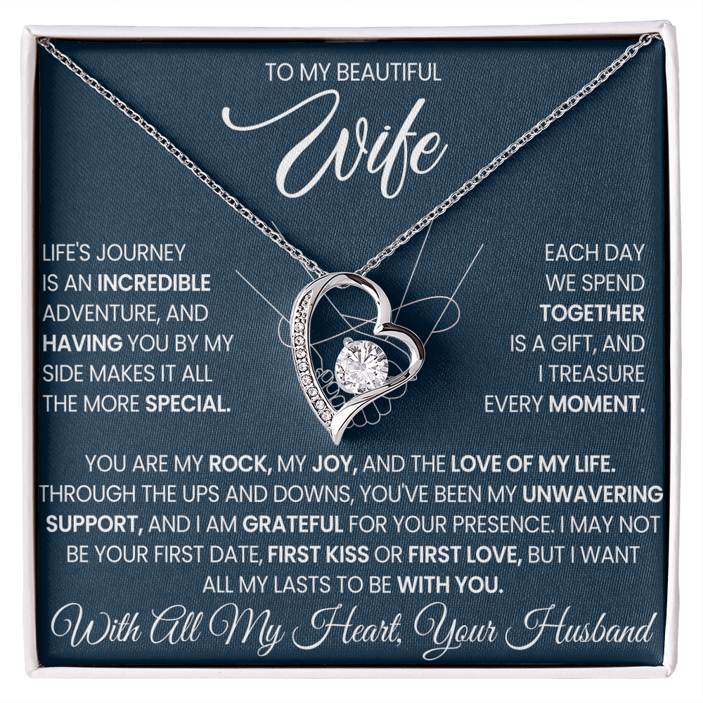 To My Wife Forever Love Necklace With Heartfelt Message & Gift Box