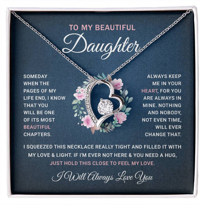 Daughter Gift From Mom, Mother Daughter Necklace Birthday Graduation Christmas Jewelry Gifts For My Beautiful Daugther Adult Daughter with Message Card and Gift Box