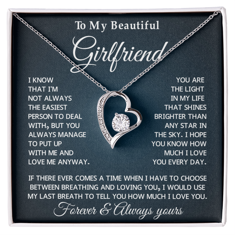 To My Girlfriend Forever Love Necklace With Message Card & Gift Box
