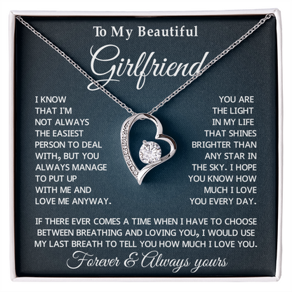 To My Girlfriend Forever Love Necklace With Message Card & Gift Box