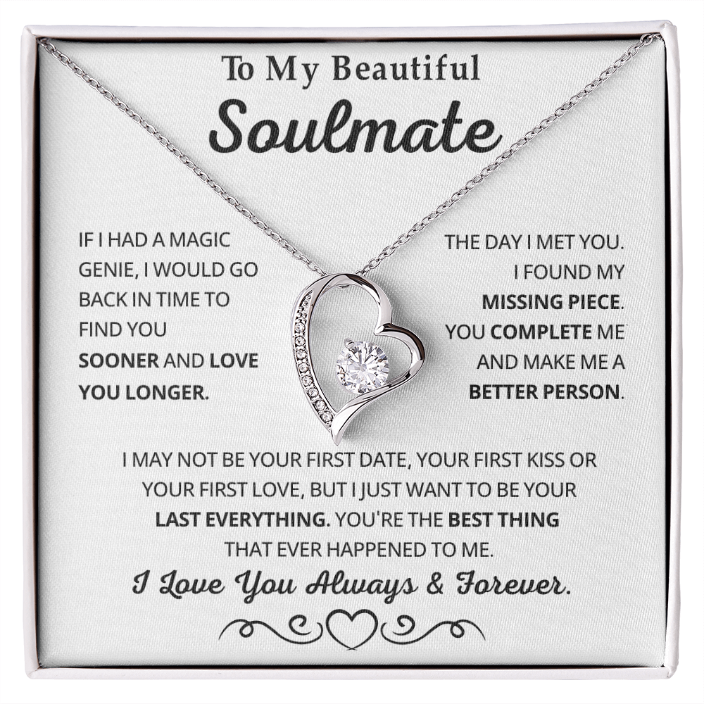 To My Soulmate Necklace for Women, Valentine's Gifts for Her
