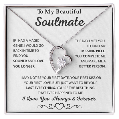 To My Soulmate Necklace for Women, Valentine's Gifts for Her