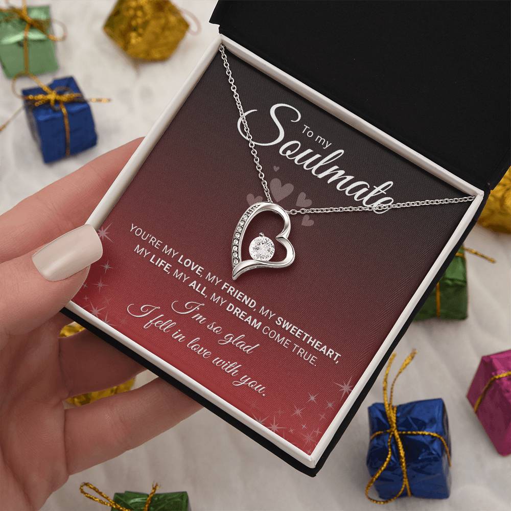 To My Soulmate Necklace for Women - Personalized Forever Love Stainless Steel Jewelry Gift for Wife or Girlfriend - Anniversary, Birthday, Christmas Gift