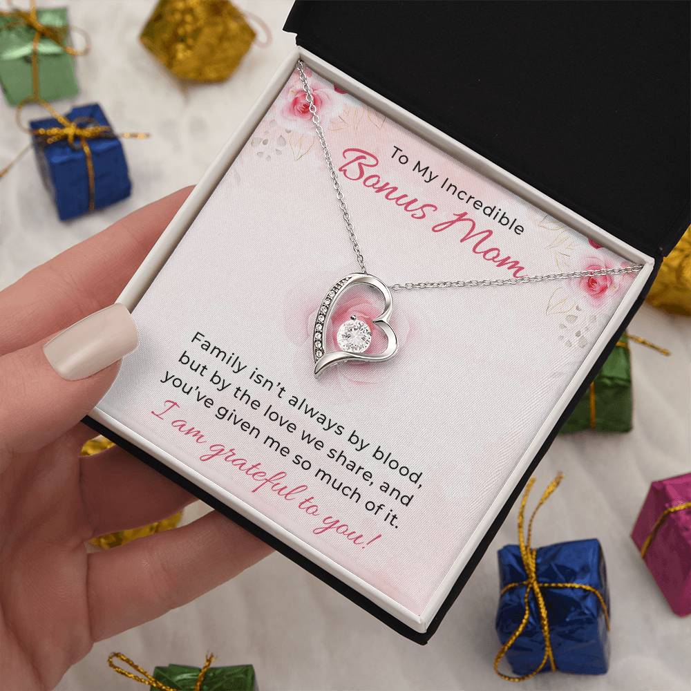 To My Incredible Bonus Mom Necklace, Forever Love Jewelry Gift, Heartfelt Birthday & Christmas Present from Son, Custom Mama Necklace