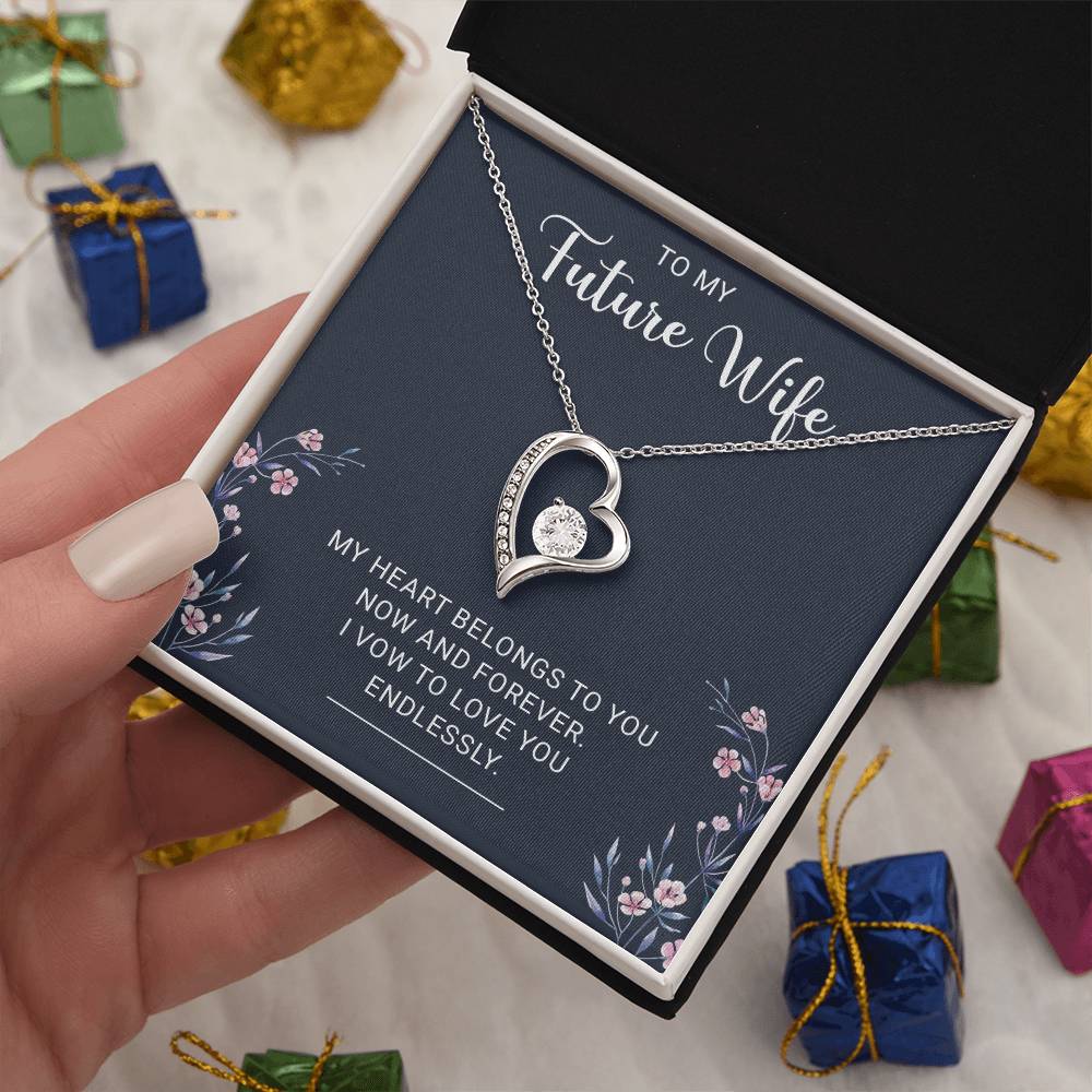 Future Wife Forever Love Necklace - My Heart Belongs to You Now and Forever - Perfect Gift for Wife-to-Be, Engagement, Girlfriend, or Fiancee