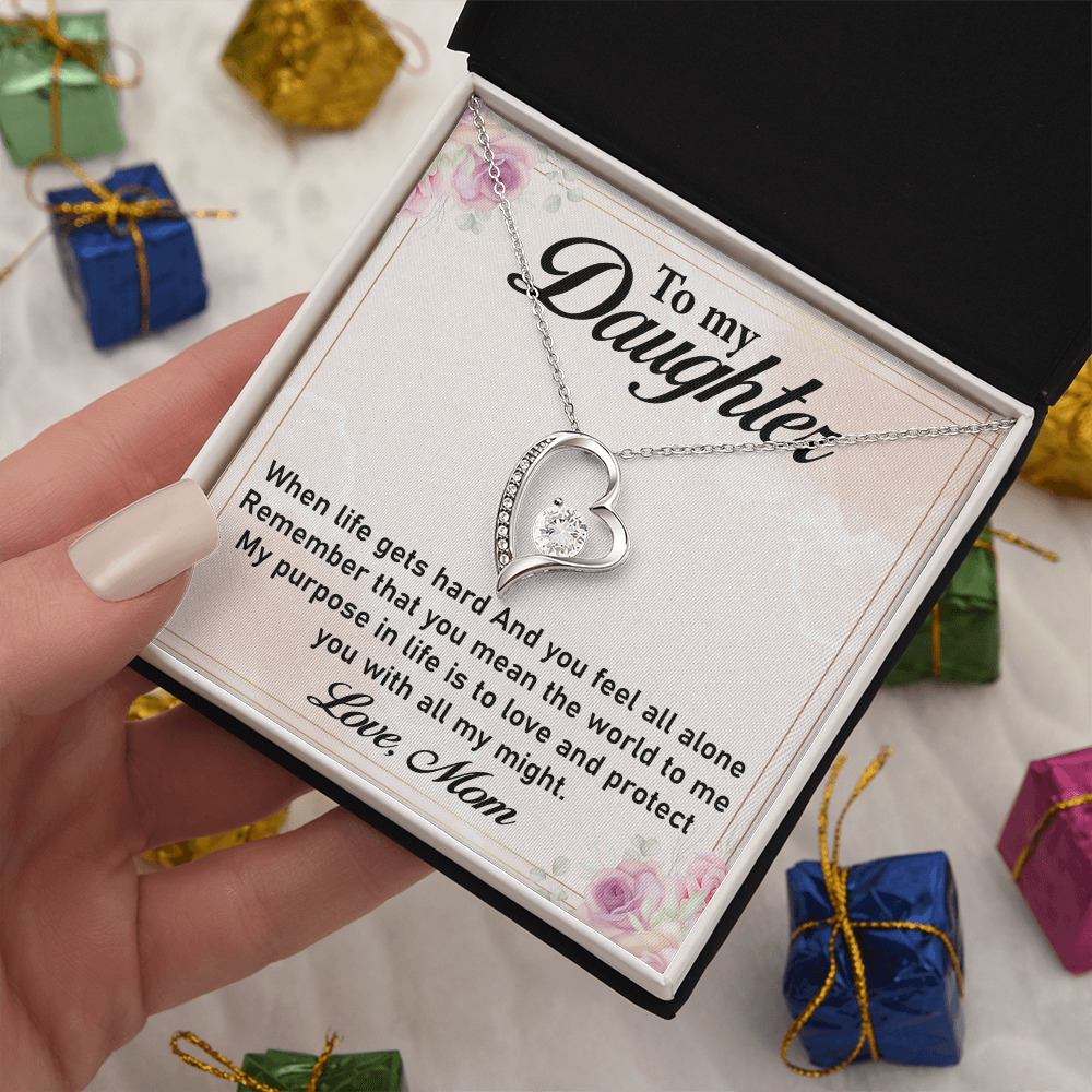 To My Daughter Necklace – Forever Love Necklace from Mom, Love Necklace for Daughter