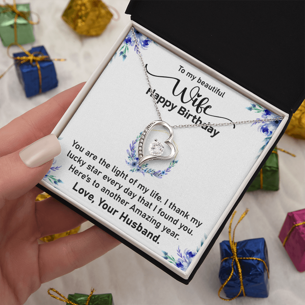 Forever Love Necklace for Wife – Elegant Keepsake Jewelry with a Heartfelt Message from Husband