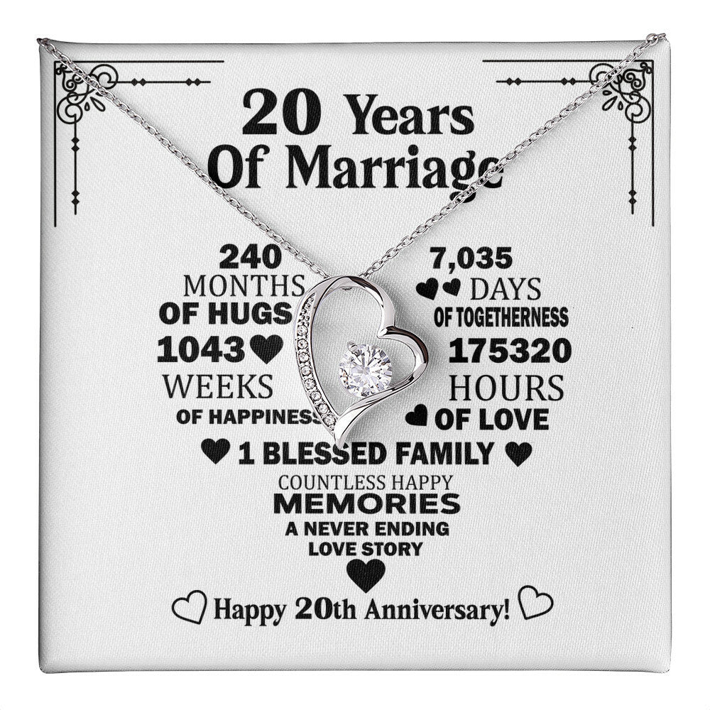 Elegant 20th Anniversary Necklace for Wife – Timeless Keepsake with Romantic Message from Loving Husband