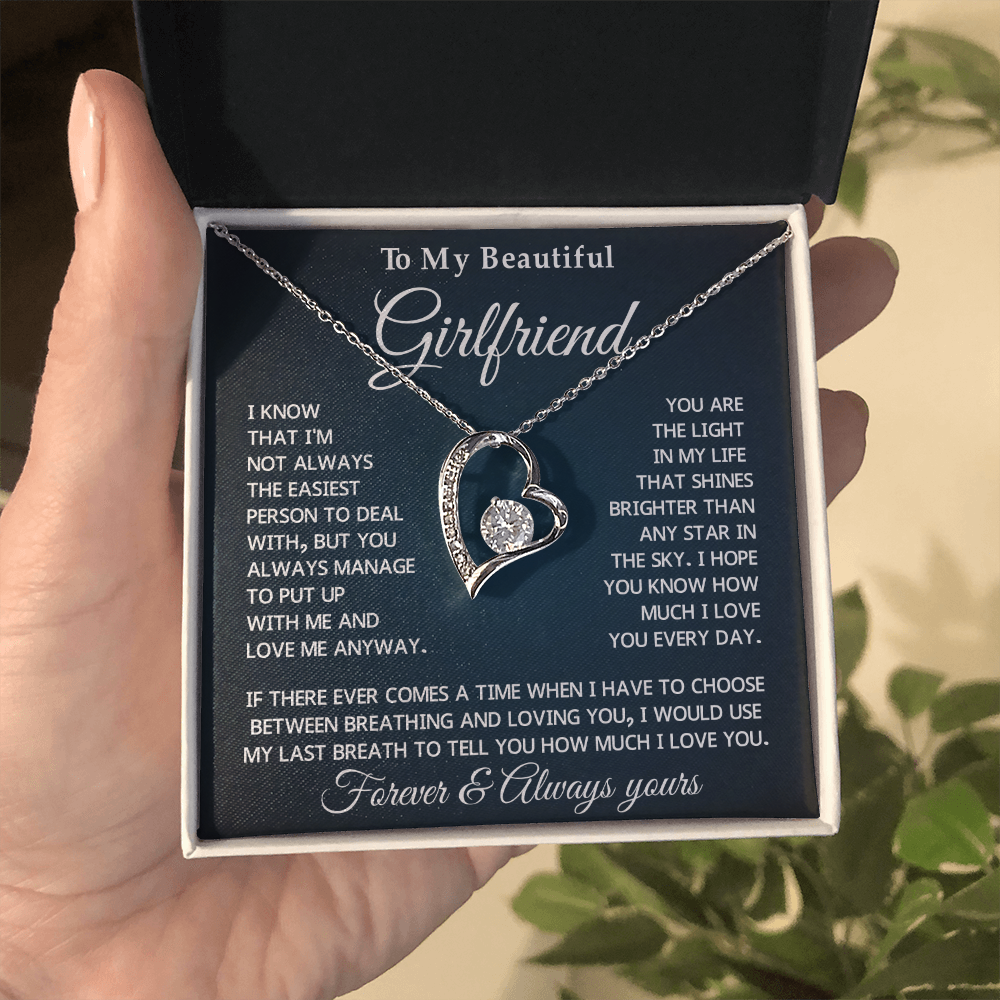 To My Girlfriend Forever Love Necklace With Message Card & Gift Box