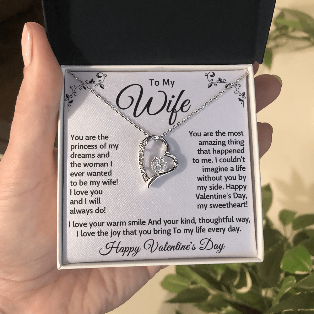 To My Wife, Forever Love Necklace – A Valentine's Day Gift to My Princess, Celebrating the Woman I Adore, Happy Valentine's Day