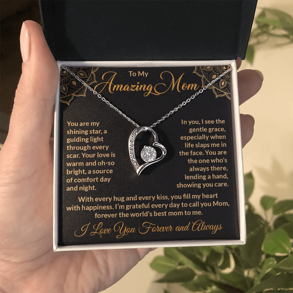 To My Amazing Mom – Forever Love Necklace: A Heartfelt Valentine's Day Gift to Celebrate Your Guiding Light and Unconditional Love