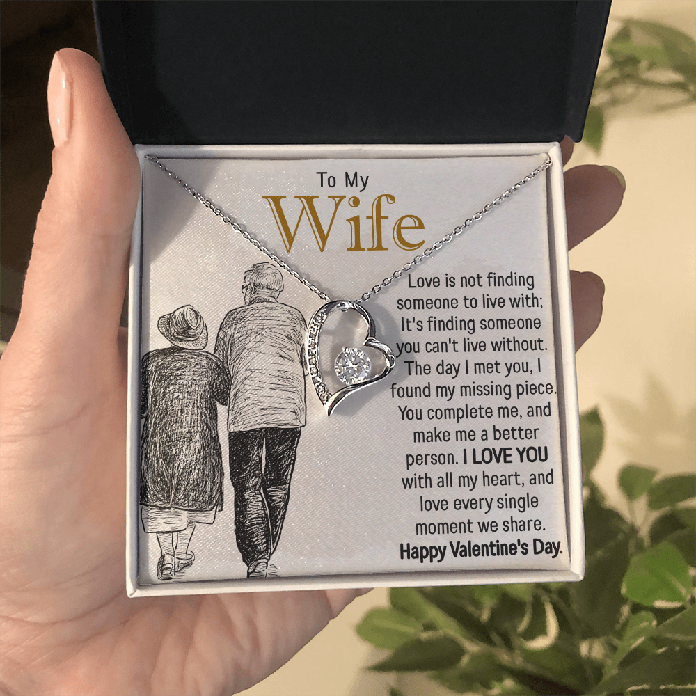 To My Wife, Forever Love Necklace – A Valentine's Day Gift to My Missing Piece, Celebrating a Love That Completes Me