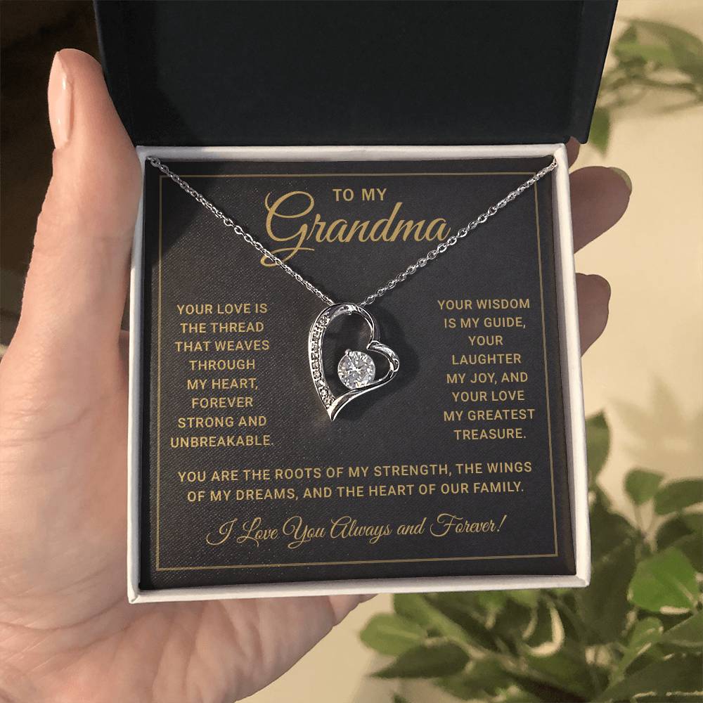 Grandma Necklace From Granddaughter - Grandma Granddaughter Necklace - Grandma Charm Necklace - Mother's Day, Christmas, Birthday Gifts for Grandma - Grandmother Jewelry with Message Card and Gift Box