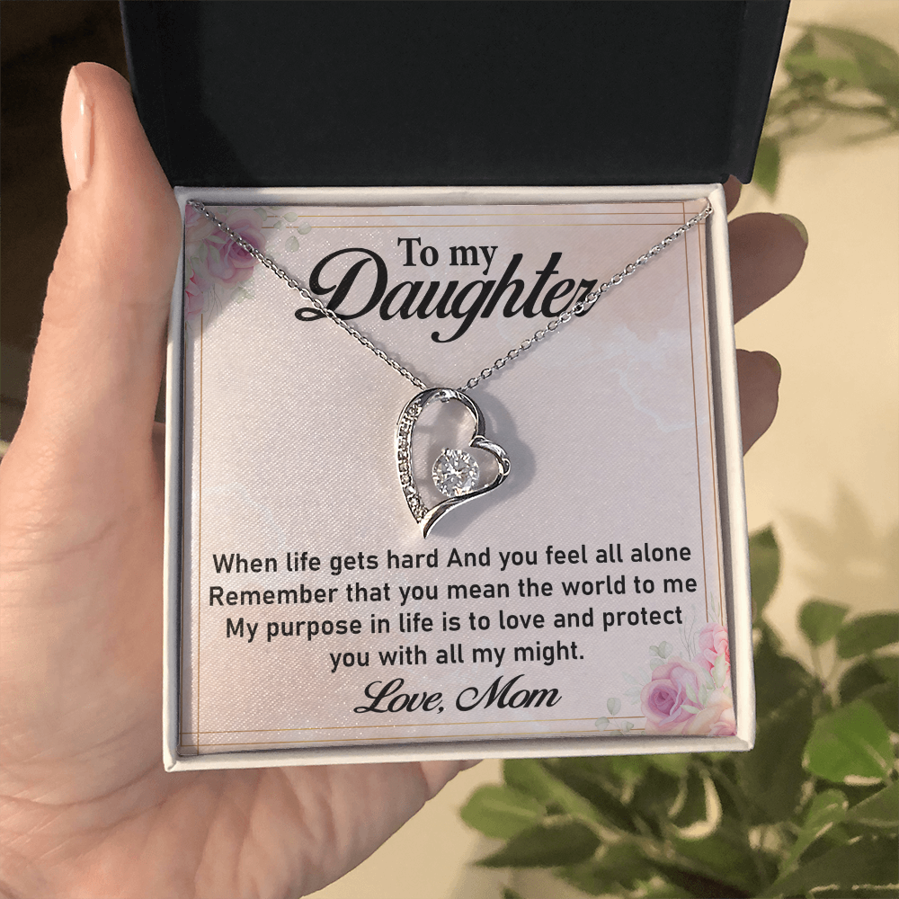 To My Daughter Necklace – Forever Love Necklace from Mom, Love Necklace for Daughter