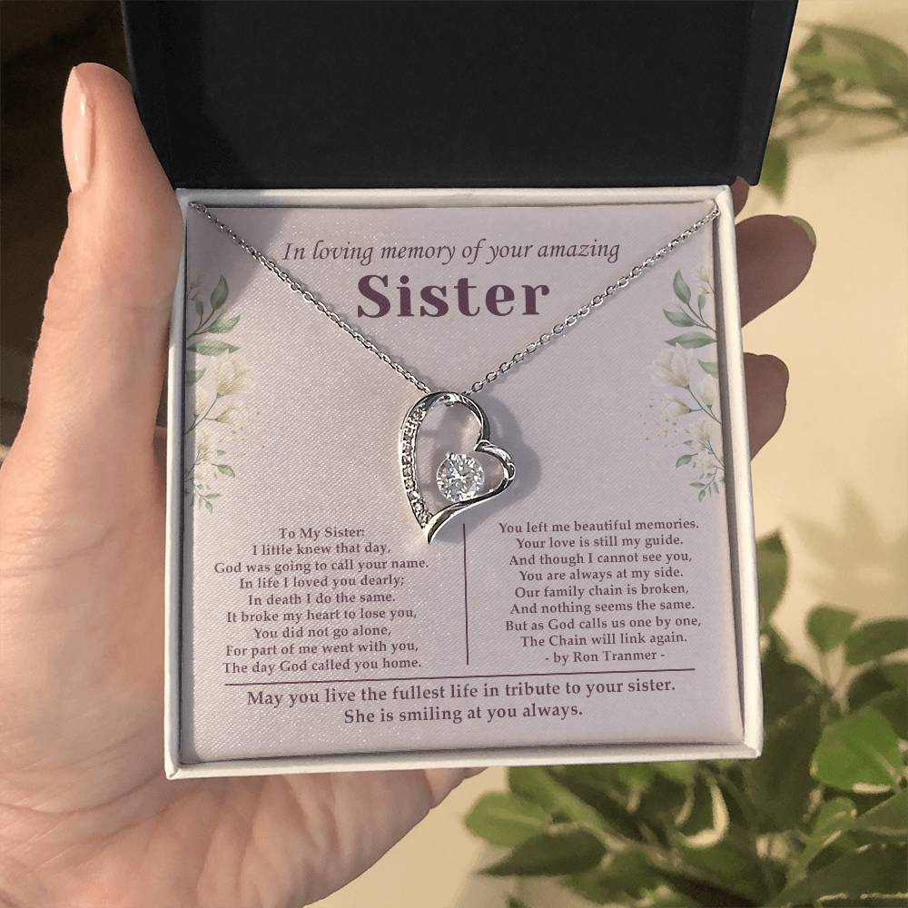 Sisters Gifts From Sister Forever Love Necklaces - Happy Birthday Present For Women Jewelry Best Sister with Message Card and Gift Box