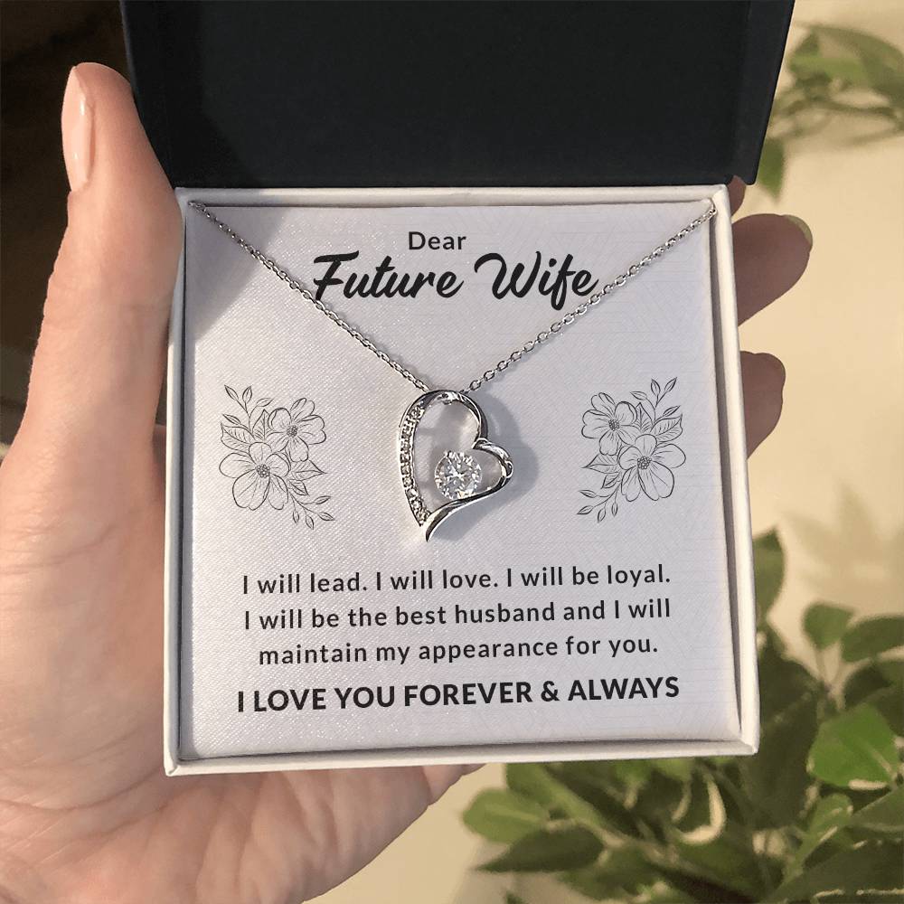 Forever Love Necklace with Heartfelt Message for Future Wife – A Symbol of Loyalty and Devotion, Perfect Gift for Fiancée, Girlfriend, or Future Wife on Special Occasions