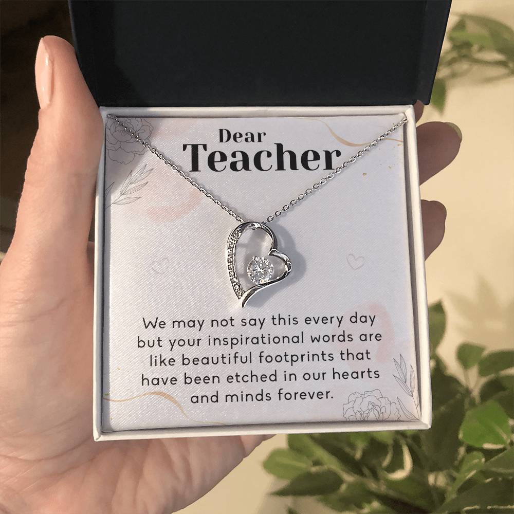 Teacher Appreciation Gift, To an Amazing Teacher Necklace, Forever Love Necklace, Thank You Gift for High School College Teacher Professor, Teachers Day Gift