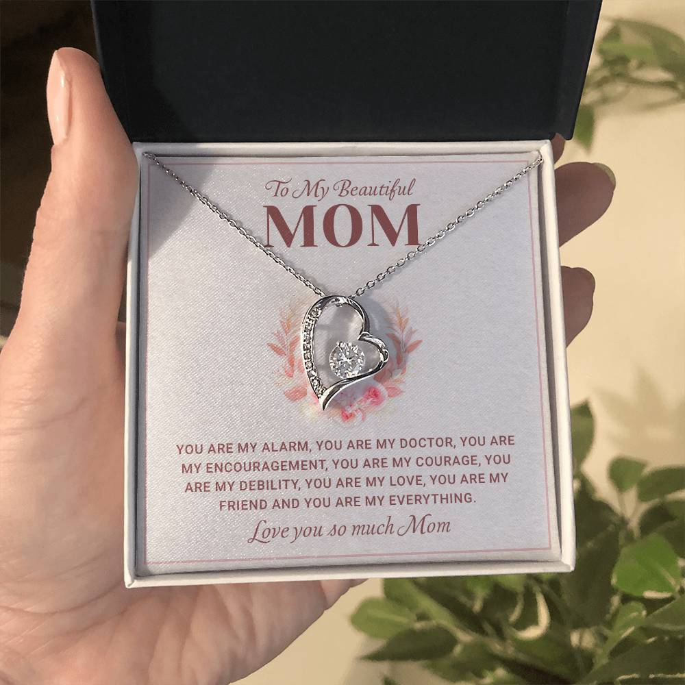 Necklace For Mom - To my Mom Forever Love Necklace - Mother's Day gifts for mom, Birthday Gift from Daughter, Son With Heartfelt Message and Gift Card