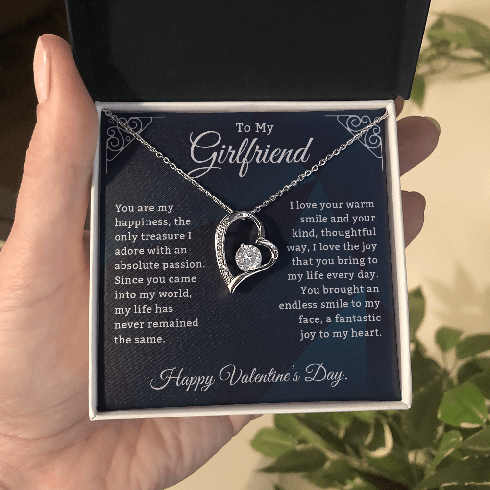 To My Girlfriend, You Are My Happiness – Forever Love Necklace, A Heartfelt Valentine's Day Gift to Celebrate Your Beautiful Heart & Our Endless Love