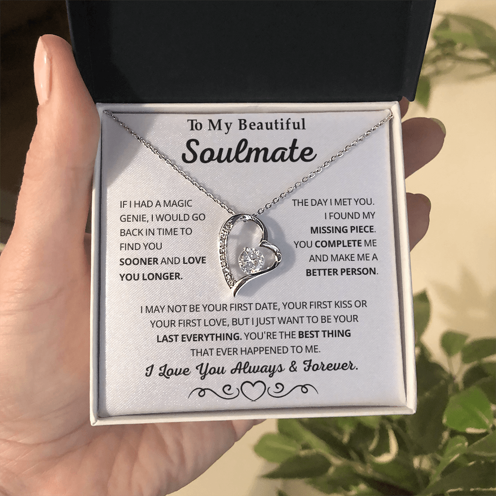 To My Soulmate Necklace for Women, Valentine's Gifts for Her