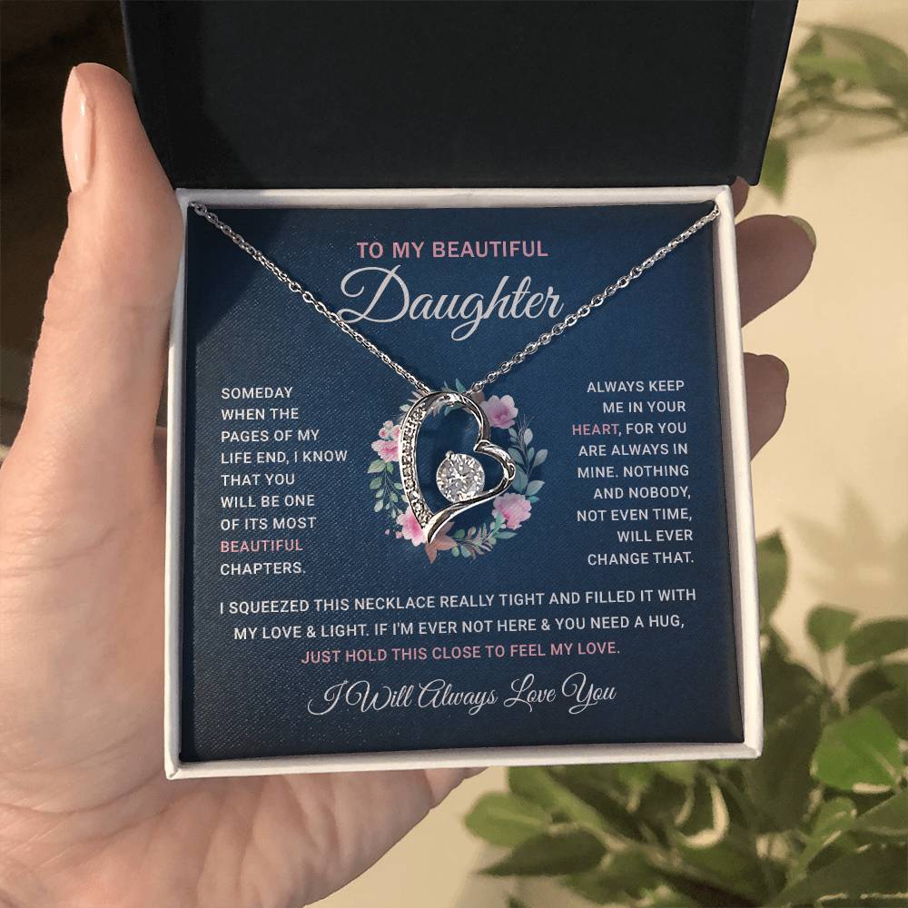 Daughter Gift From Mom, Mother Daughter Necklace Birthday Graduation Christmas Jewelry Gifts For My Beautiful Daugther Adult Daughter with Message Card and Gift Box