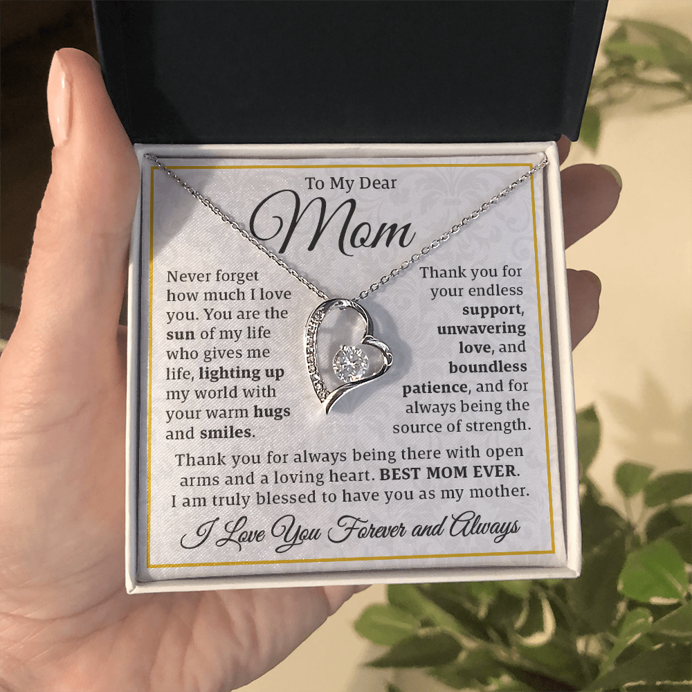 To My Dear Mom – Forever Love Necklace: A Heartfelt Valentine's Gift to Celebrate the Warmth, Patience, and Endless Love of the Best Mom Ever