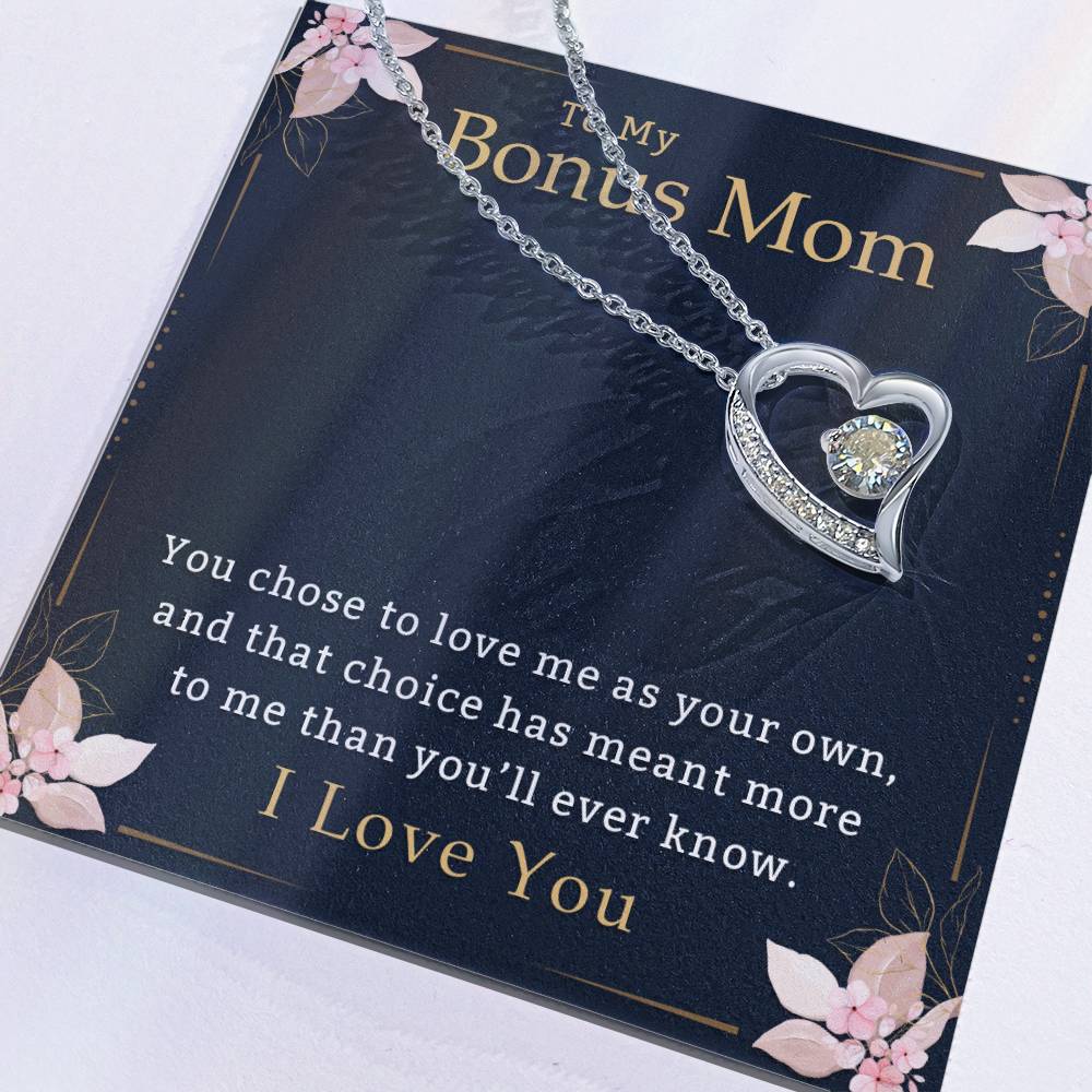 To My Bonus Mom Necklace, Heartfelt Gift of Love, Meaningful Jewelry for Mother's Day & Special Occasions