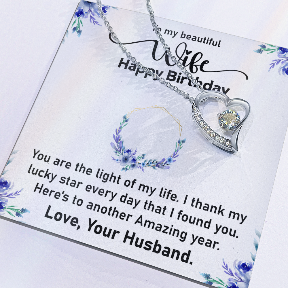 Forever Love Necklace for Wife – Elegant Keepsake Jewelry with a Heartfelt Message from Husband