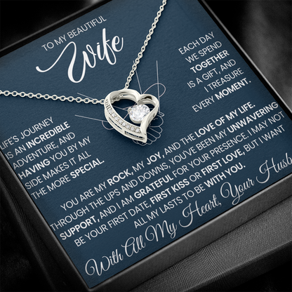 To My Wife Forever Love Necklace With Heartfelt Message & Gift Box