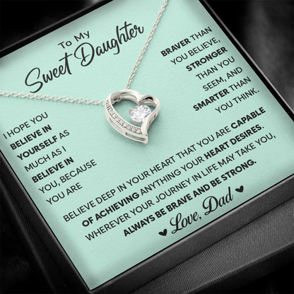 To My Daughter - Always Keep Me in Your Heart - Forever Love Necklace