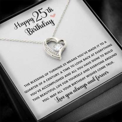 Happy 25th Birthday Necklace Gift for 25 Years old Woman