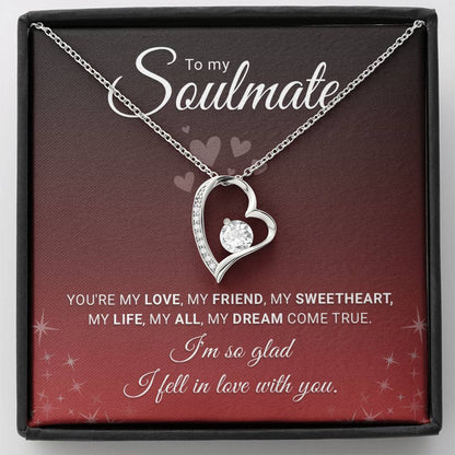 To My Soulmate Necklace for Women - Personalized Forever Love Stainless Steel Jewelry Gift for Wife or Girlfriend - Anniversary, Birthday, Christmas Gift