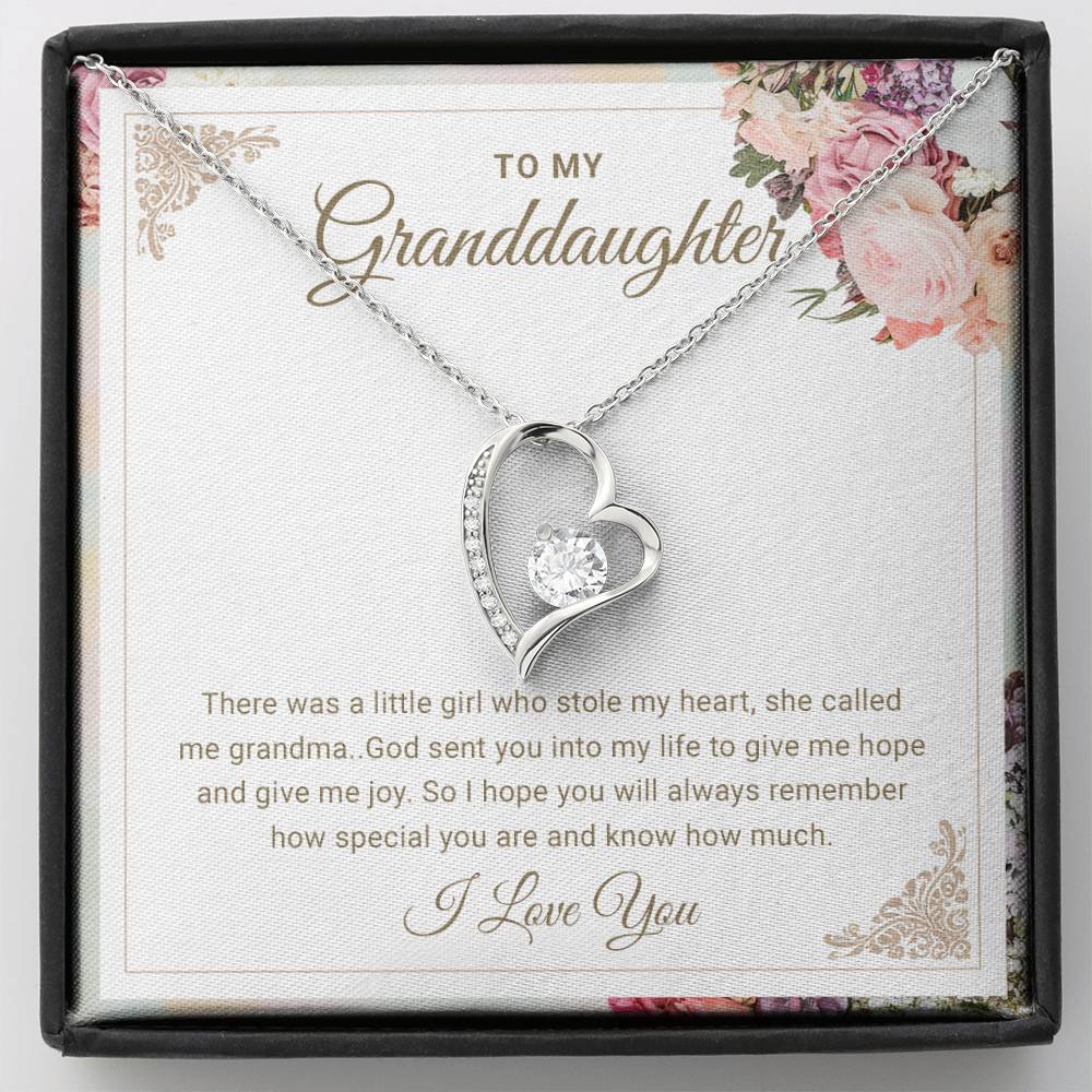 Granddaughter Necklace From Grandmom - Forever Love Necklace - Gift for Granddaughter On Birthday, Christmas, Mother's day, Graduation, Wedding, Valentines