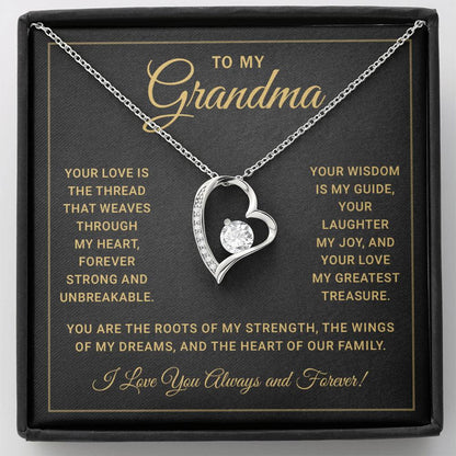 Grandma Necklace From Granddaughter - Grandma Granddaughter Necklace - Grandma Charm Necklace - Mother's Day, Christmas, Birthday Gifts for Grandma - Grandmother Jewelry with Message Card and Gift Box