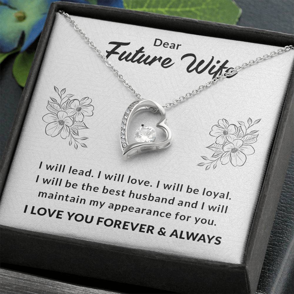 Forever Love Necklace with Heartfelt Message for Future Wife – A Symbol of Loyalty and Devotion, Perfect Gift for Fiancée, Girlfriend, or Future Wife on Special Occasions