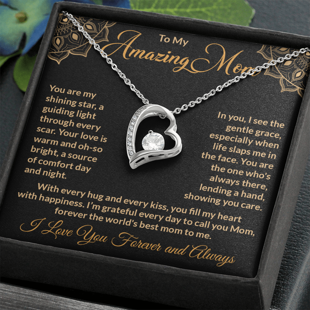 To My Amazing Mom – Forever Love Necklace: A Heartfelt Valentine's Day Gift to Celebrate Your Guiding Light and Unconditional Love