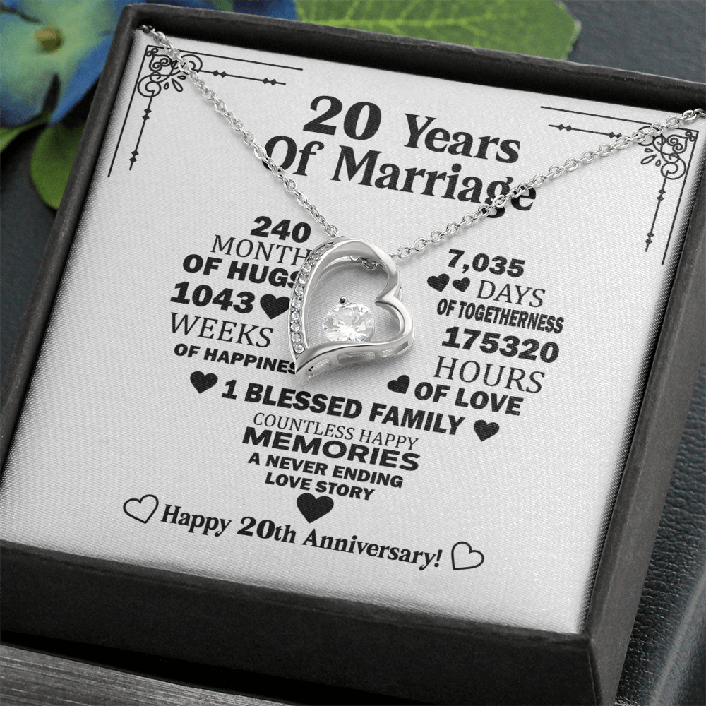 Elegant 20th Anniversary Necklace for Wife – Timeless Keepsake with Romantic Message from Loving Husband