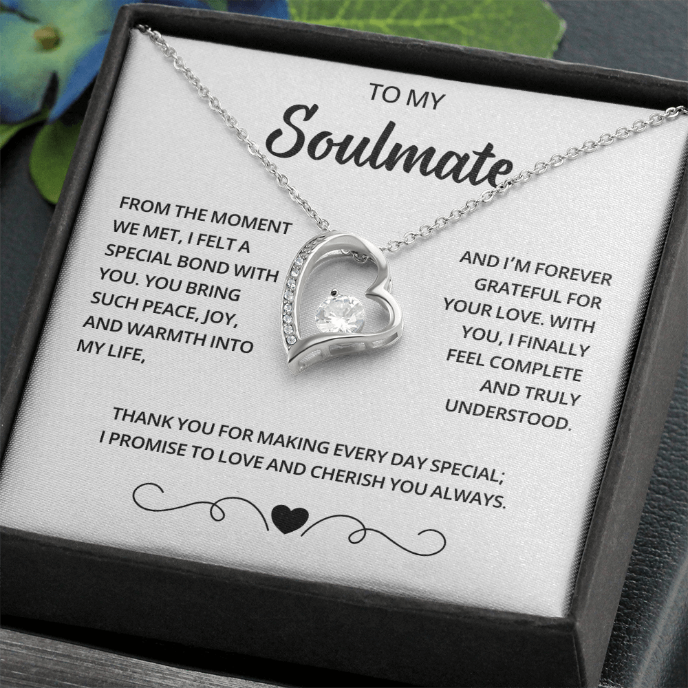 Valentine Gifts for Wife from Husband, Soulmate Necklace with Heartfelt Message Card & Box