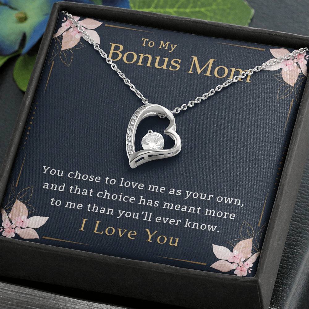 To My Bonus Mom Necklace, Heartfelt Gift of Love, Meaningful Jewelry for Mother's Day & Special Occasions