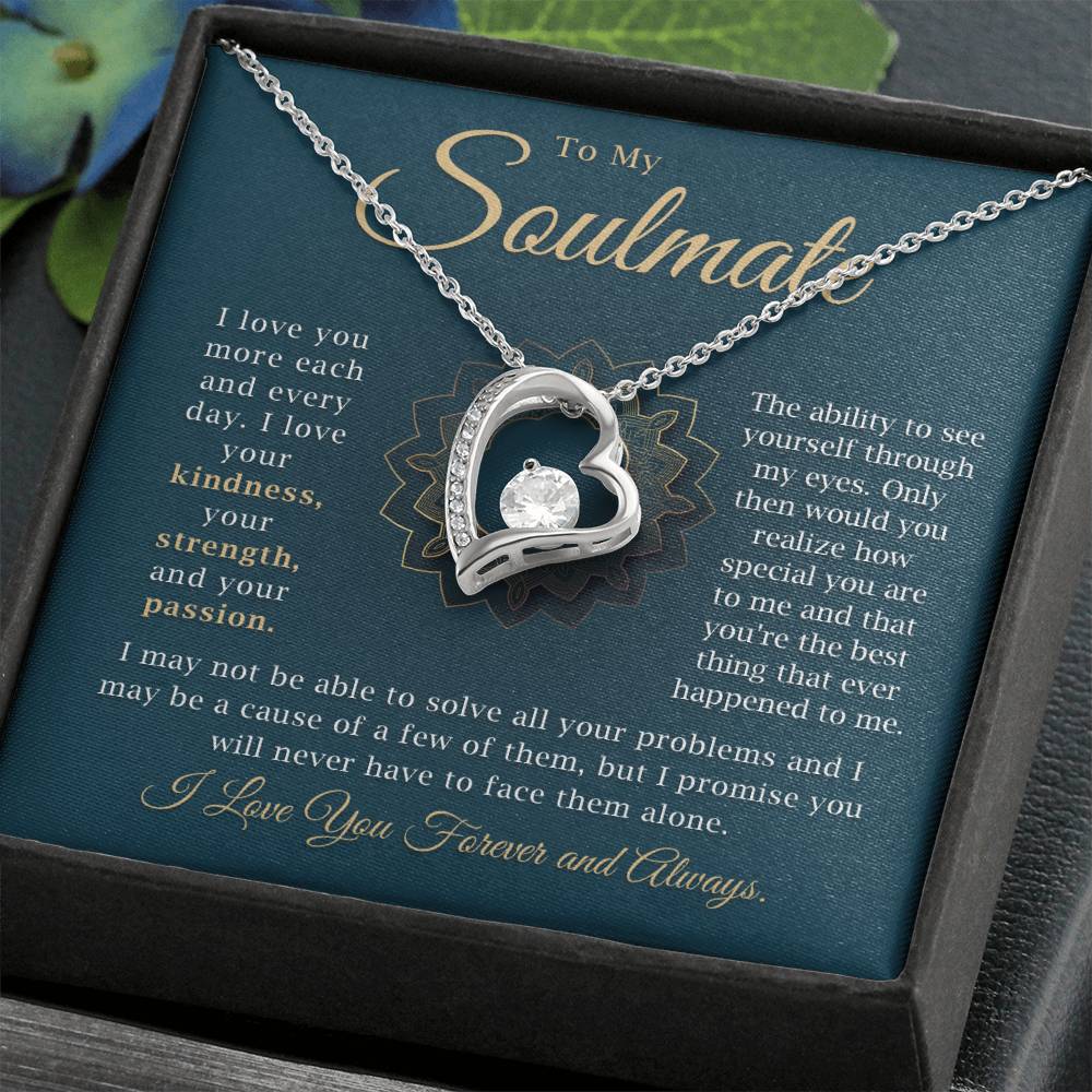 To My Soulmate Necklace - Heartfelt Romantic Gift for Wife or Girlfriend - Perfect for Anniversaries, Birthdays, and Valentine's Day - Forever Love Jewelry with Gift Box