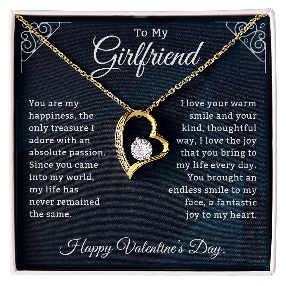 To My Girlfriend, You Are My Happiness – Forever Love Necklace, A Heartfelt Valentine's Day Gift to Celebrate Your Beautiful Heart & Our Endless Love