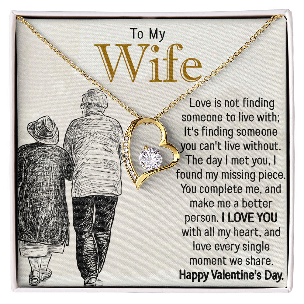 To My Wife, Forever Love Necklace – A Valentine's Day Gift to My Missing Piece, Celebrating a Love That Completes Me