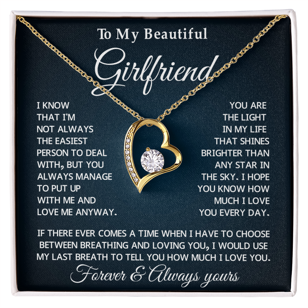 To My Girlfriend Forever Love Necklace With Message Card & Gift Box