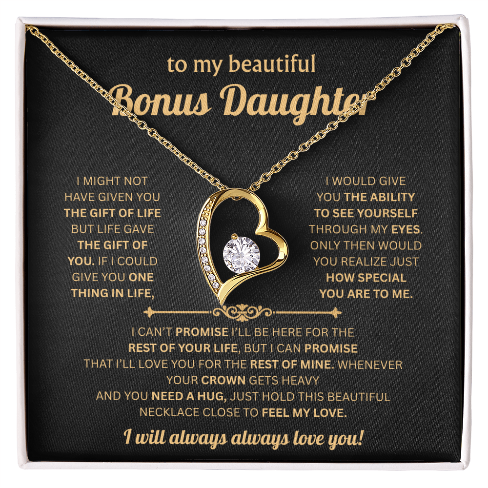 To My Bonus Daughter Necklace Gift From Bonus Mom Dad With Elegant Gift Box