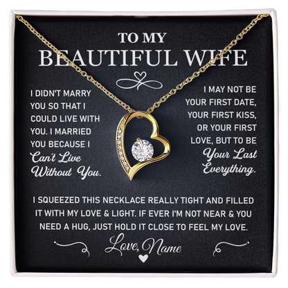 To My Wife Necklace from Husband – Anniversary or Valentine's Day Gift with Message Card & Gift Box – Custom Message Card With Necklace - Romantic Jewelry for Her
