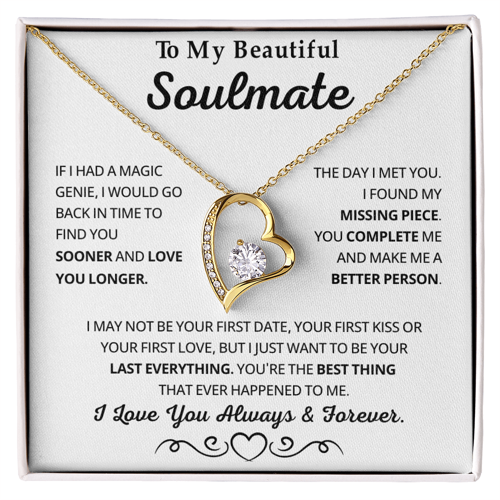 To My Soulmate Necklace for Women, Valentine's Gifts for Her